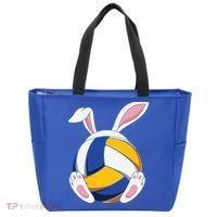 Bunny Volleyball Heartbeat Funny Easter Day Bunny Lovers Gift Tote Bag thumb 0