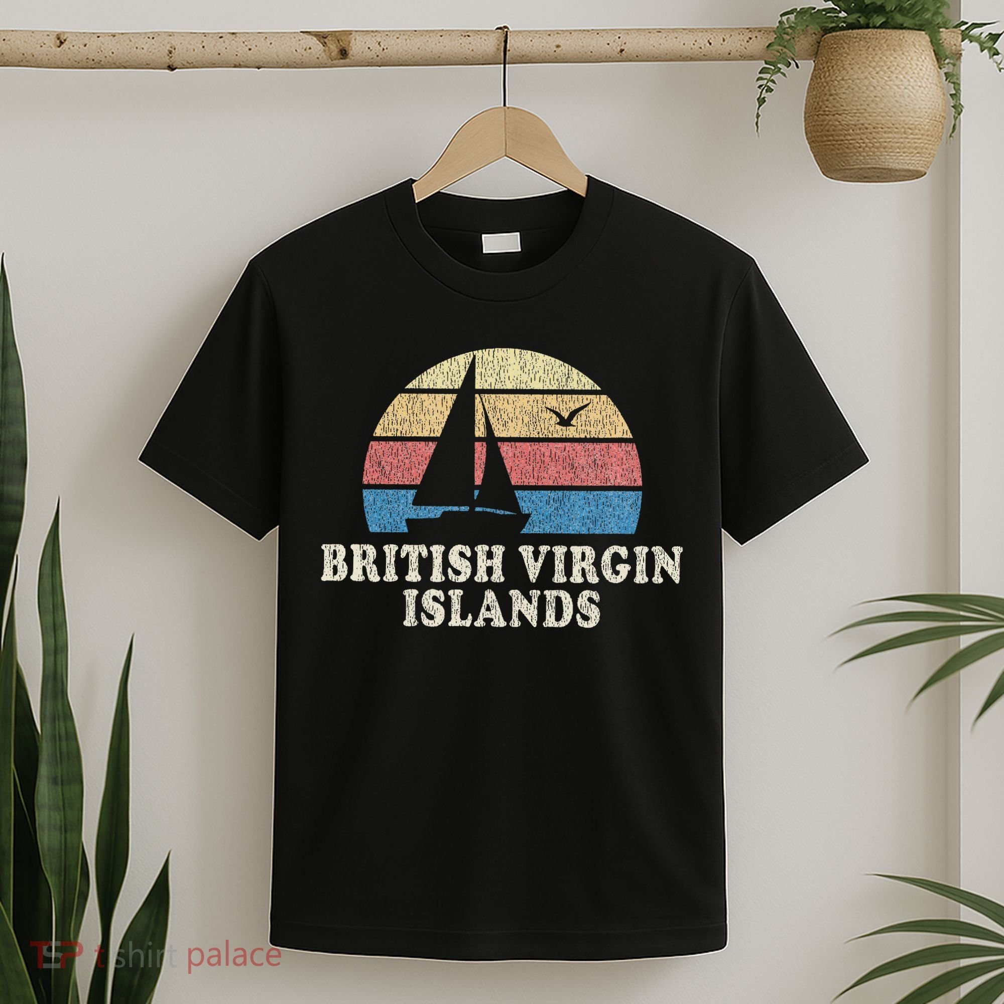 British Virgin Islands Vintage Sailboat 70s T-Shirt