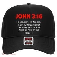 Bible Verse John 3 16 Christian Message About GodS Love Hat thumb 0