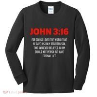 Bible Verse John 3 16 Christian Message About GodS Love Kids Long Sleeve Shirt thumb 0
