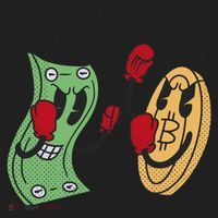 Bitcoin Vs Money Boxing Fight Women's Sweatshirt thumb 2