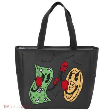 Bitcoin Vs Money Boxing Fight Tote Bag