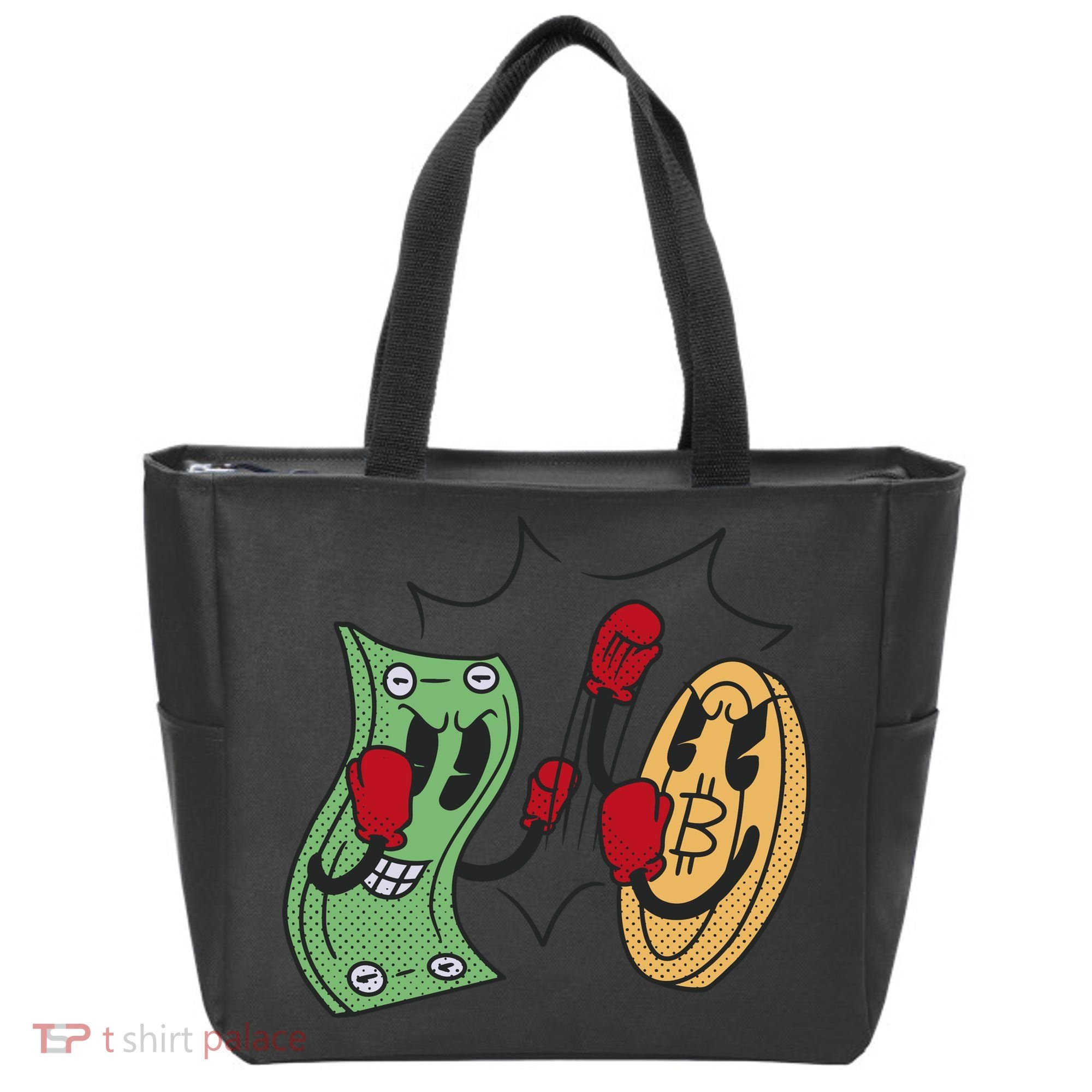 Bitcoin Vs Money Boxing Fight Tote Bag