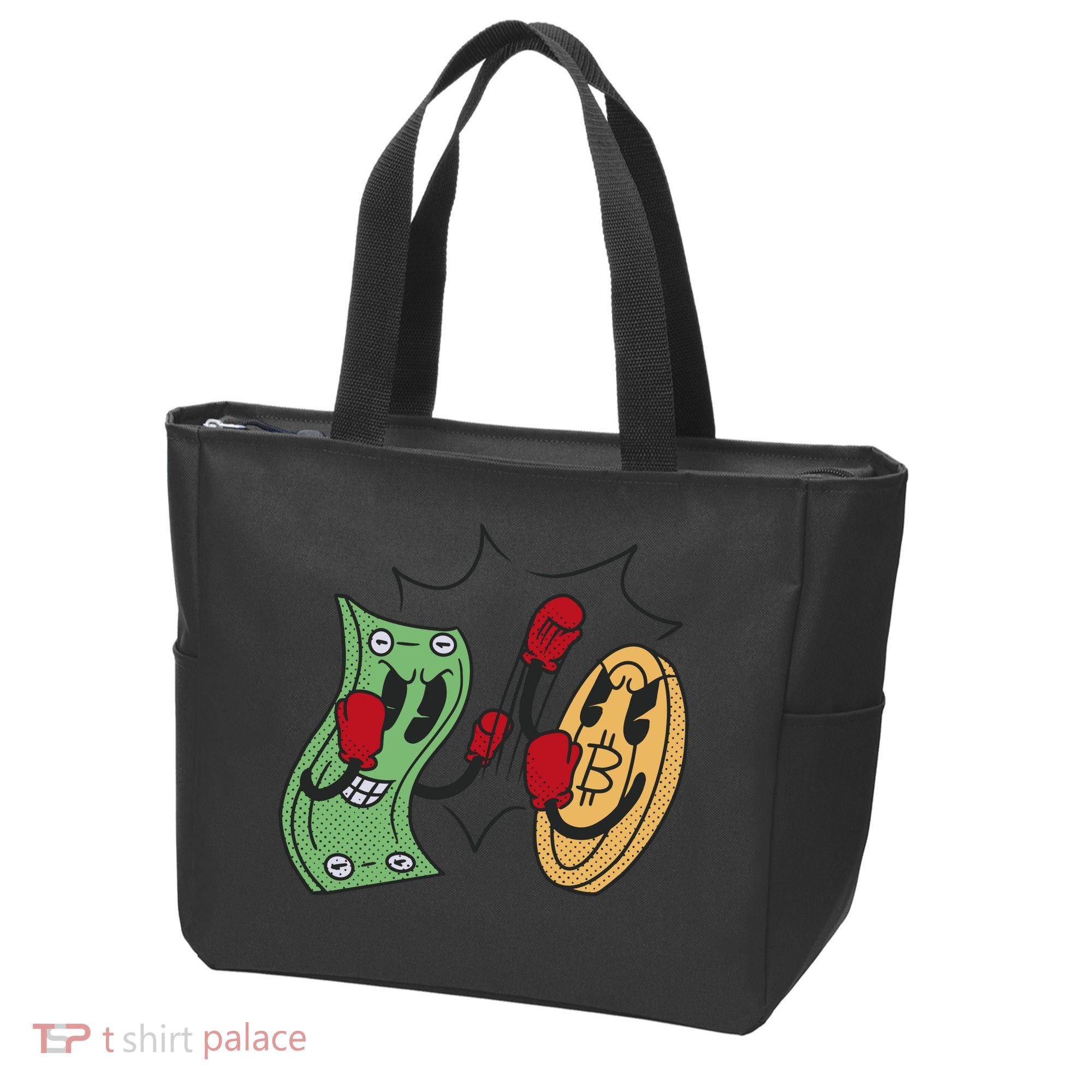 Bitcoin Vs Money Boxing Fight Tote Bag