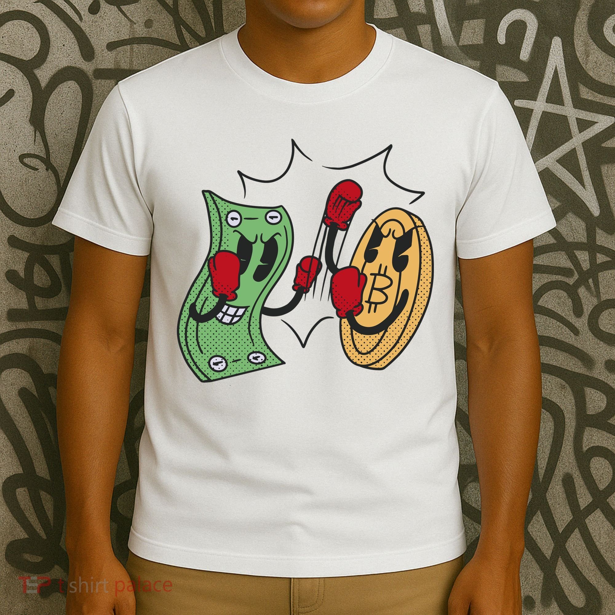 Bitcoin Vs Money Boxing Fight T-Shirt