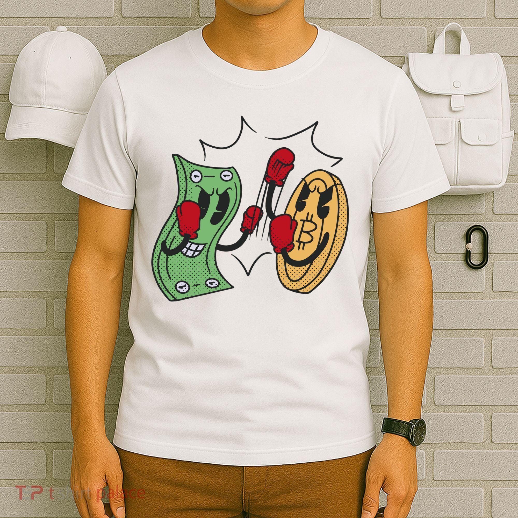 Bitcoin Vs Money Boxing Fight T-Shirt