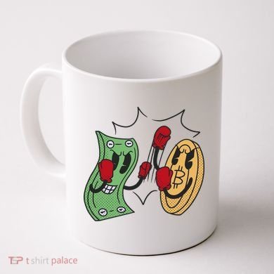 Bitcoin Vs Money Boxing Fight Coffee Mug