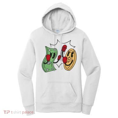 Bitcoin Vs Money Boxing Fight Women's Hoodie