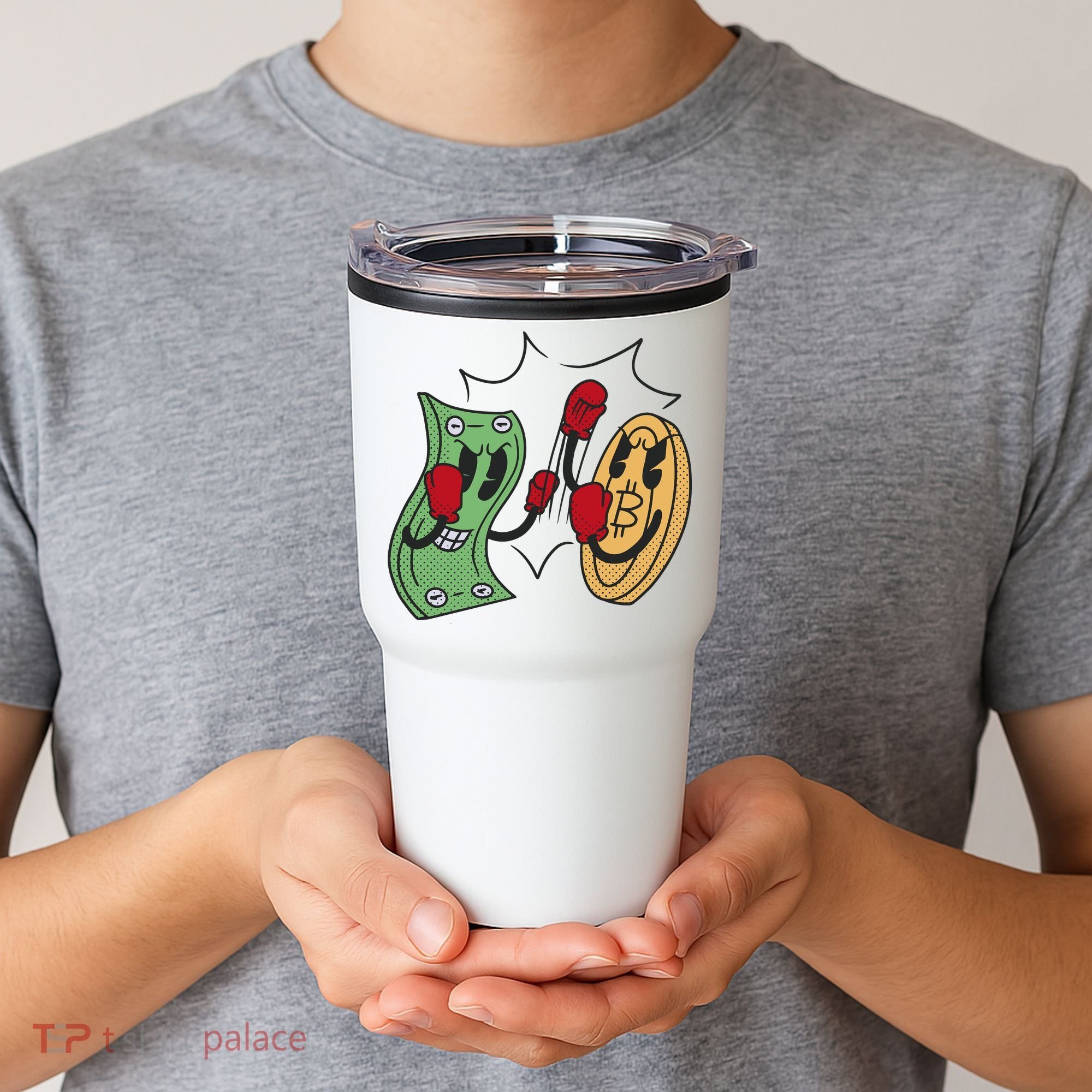 Bitcoin Vs Money Boxing Fight Tumbler