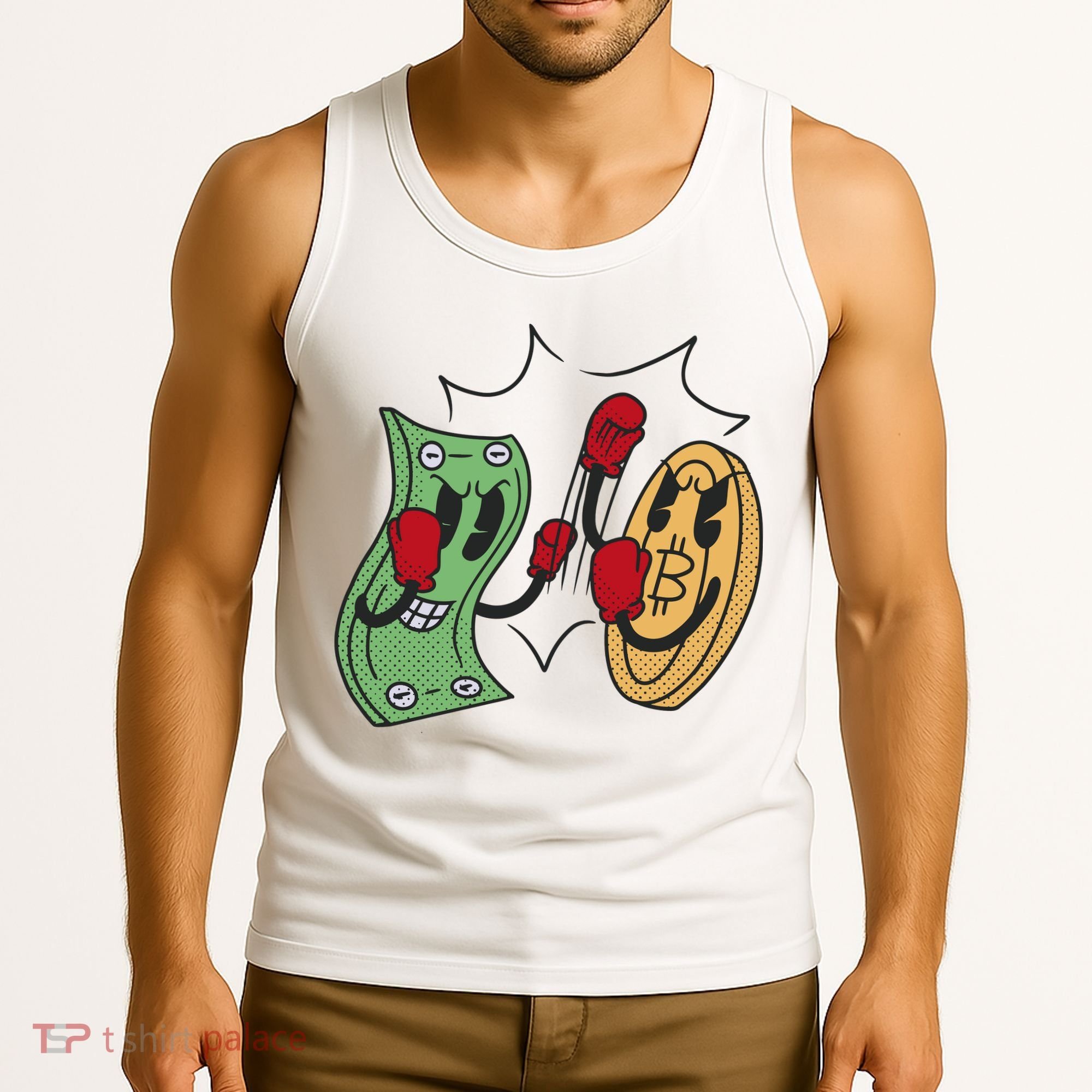 Bitcoin Vs Money Boxing Fight Tank Top