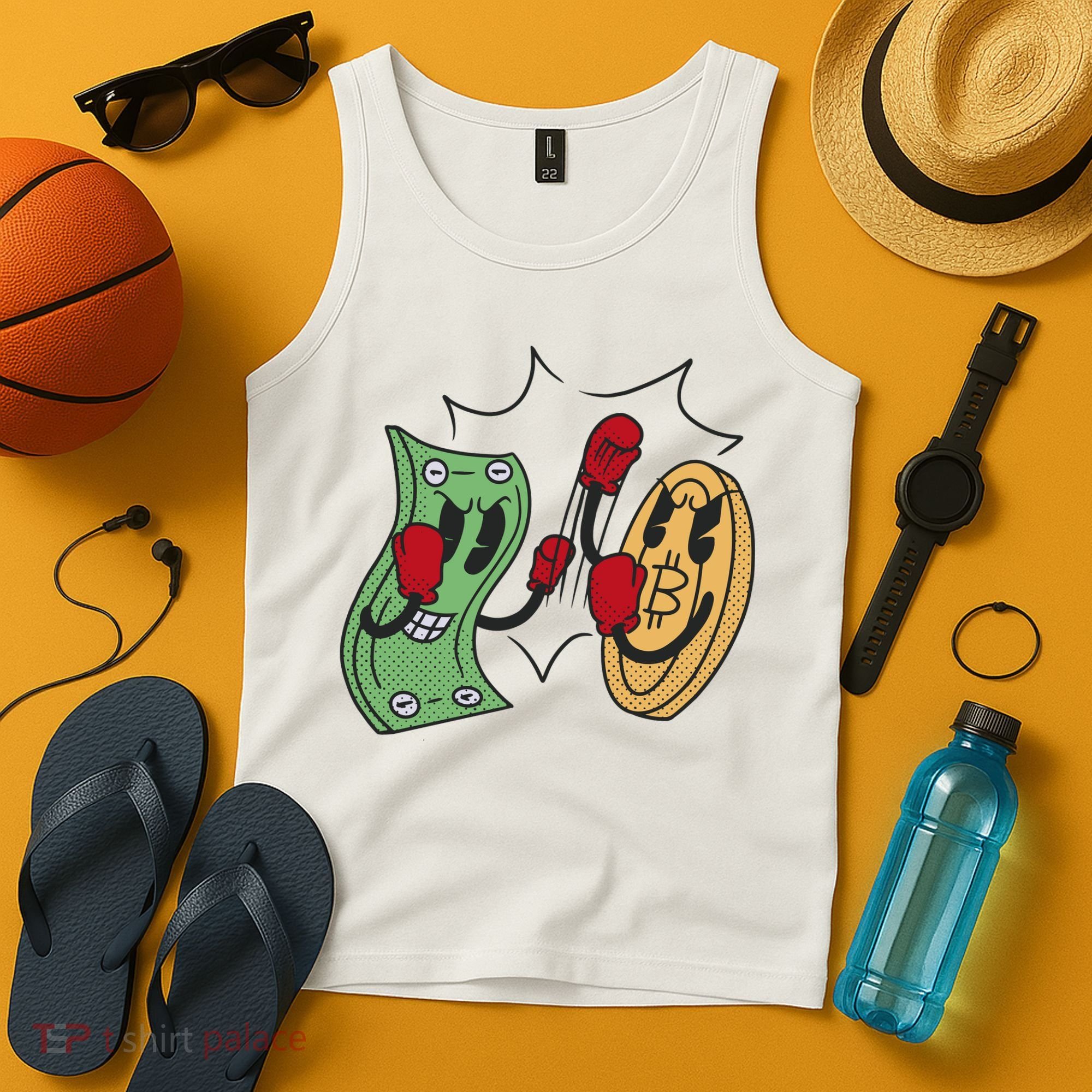 Bitcoin Vs Money Boxing Fight Tank Top
