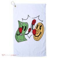 Bitcoin Vs Money Boxing Fight Golf Towel thumb 0