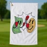 Bitcoin Vs Money Boxing Fight Golf Towel thumb 1