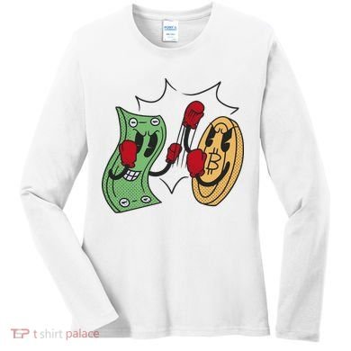 Bitcoin Vs Money Boxing Fight Women's Long Sleeve Shirt