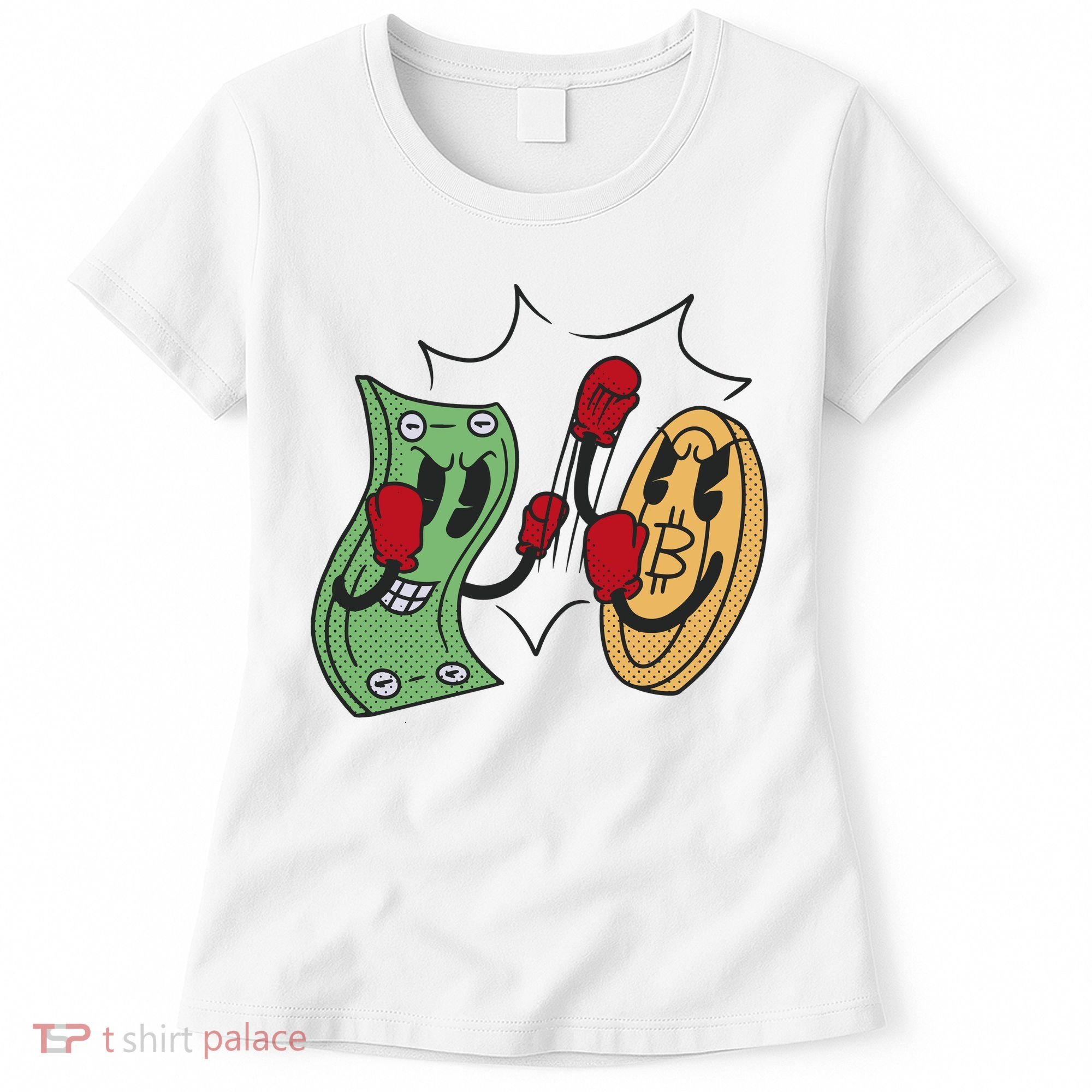 Bitcoin Vs Money Boxing Fight Women's T-Shirt