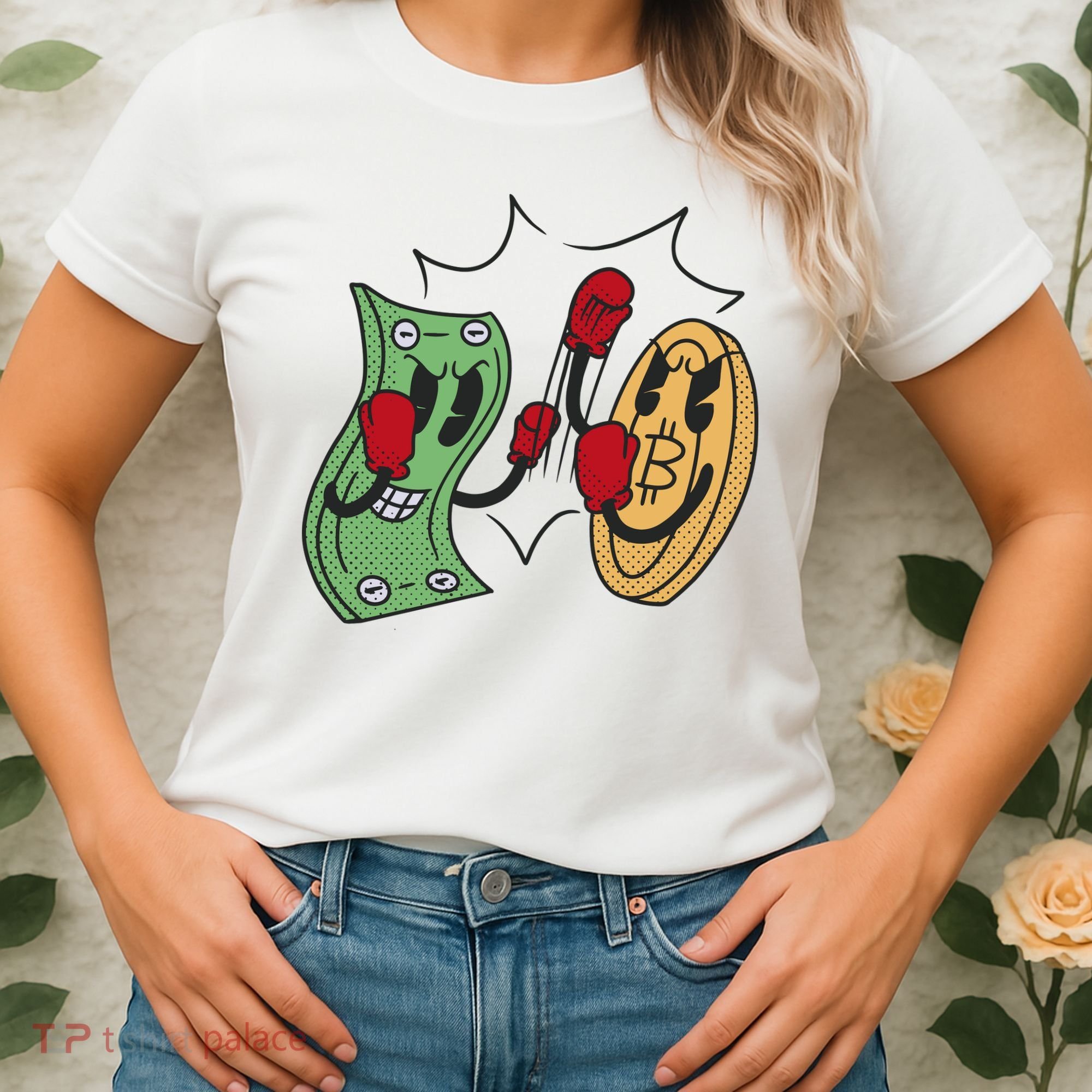Bitcoin Vs Money Boxing Fight Women's T-Shirt