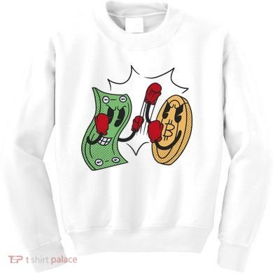 Bitcoin Vs Money Boxing Fight Kids Sweatshirt