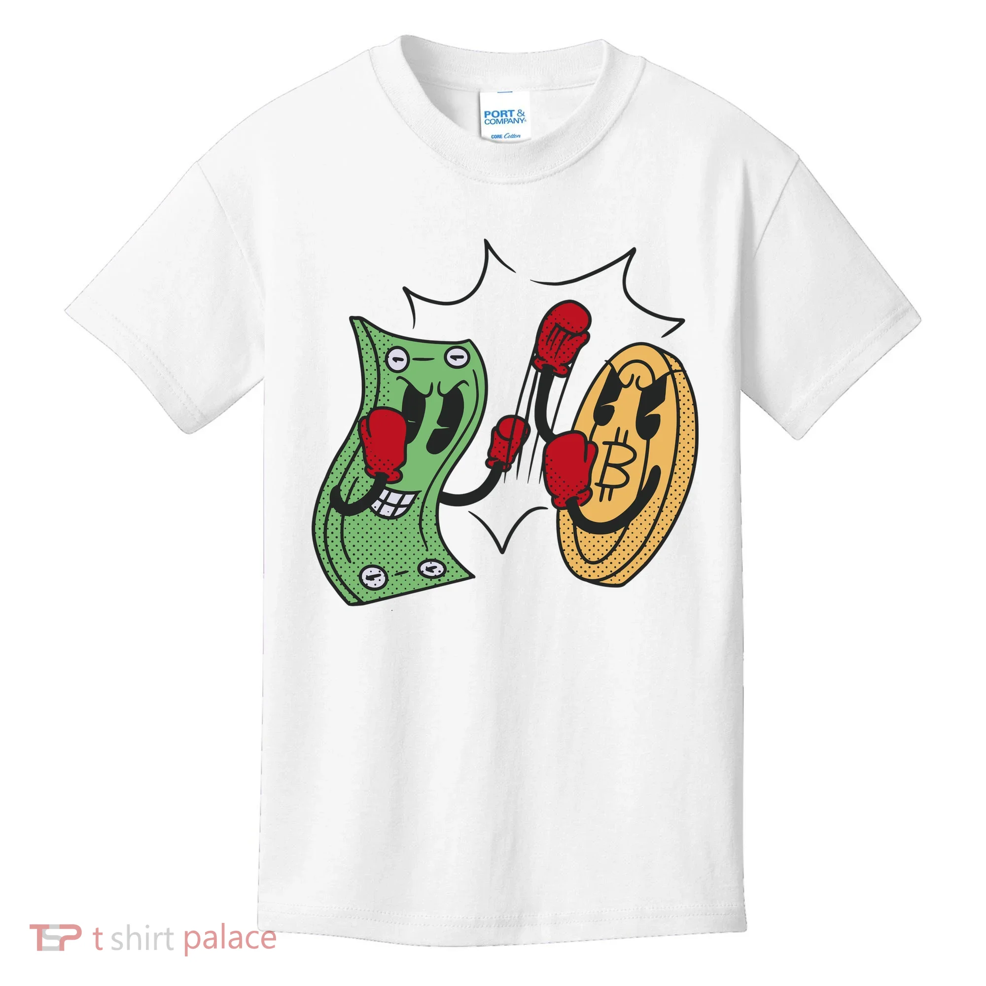 Bitcoin Vs Money Boxing Fight Kids T-Shirt