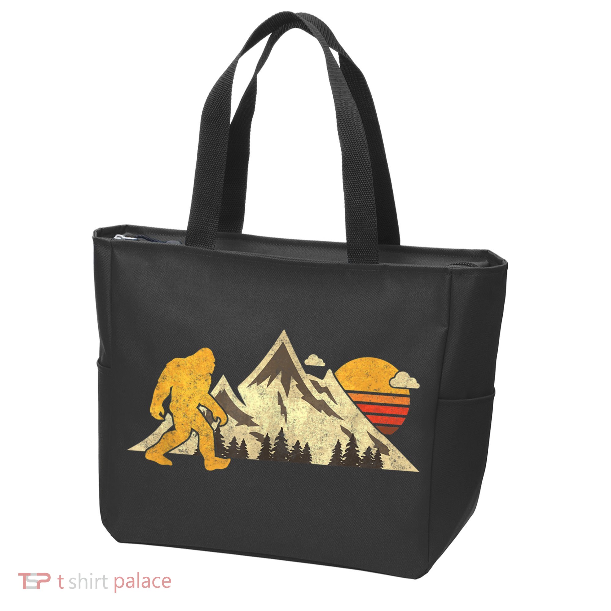 Bigfoot Vintage Mountain Sun Sasquatch Camping Camper Tote Bag