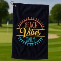 Beach Vibes Only Vacation Travel Golf Towel thumb 1