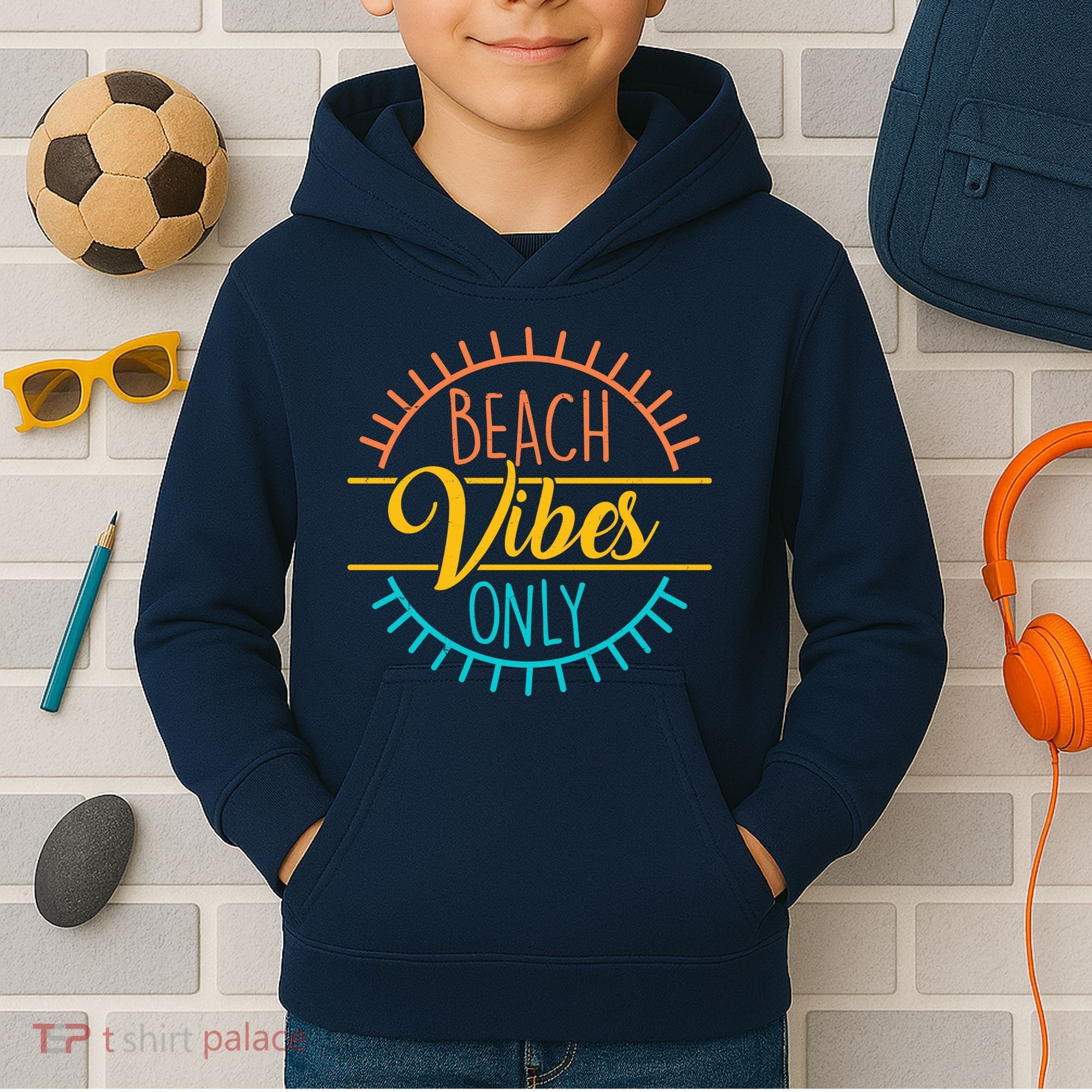 Beach Vibes Only Vacation Travel Kids Hoodie