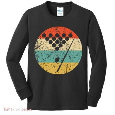 Billiards Vintage Retro Pool Kids Long Sleeve Shirt