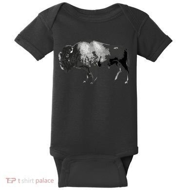 Buffalo Vintage Retro American Bison Baby Bodysuit
