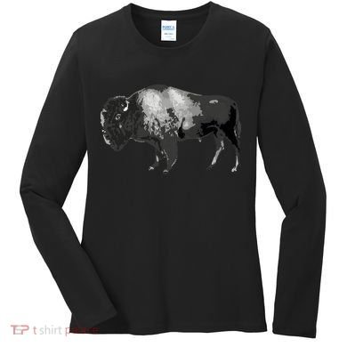 Buffalo Vintage Retro American Bison Women's Long Sleeve Shirt