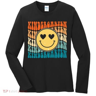 Boho Vintage Retro Groovy Smile Kindergarten Teacher Women's Long Sleeve Shirt