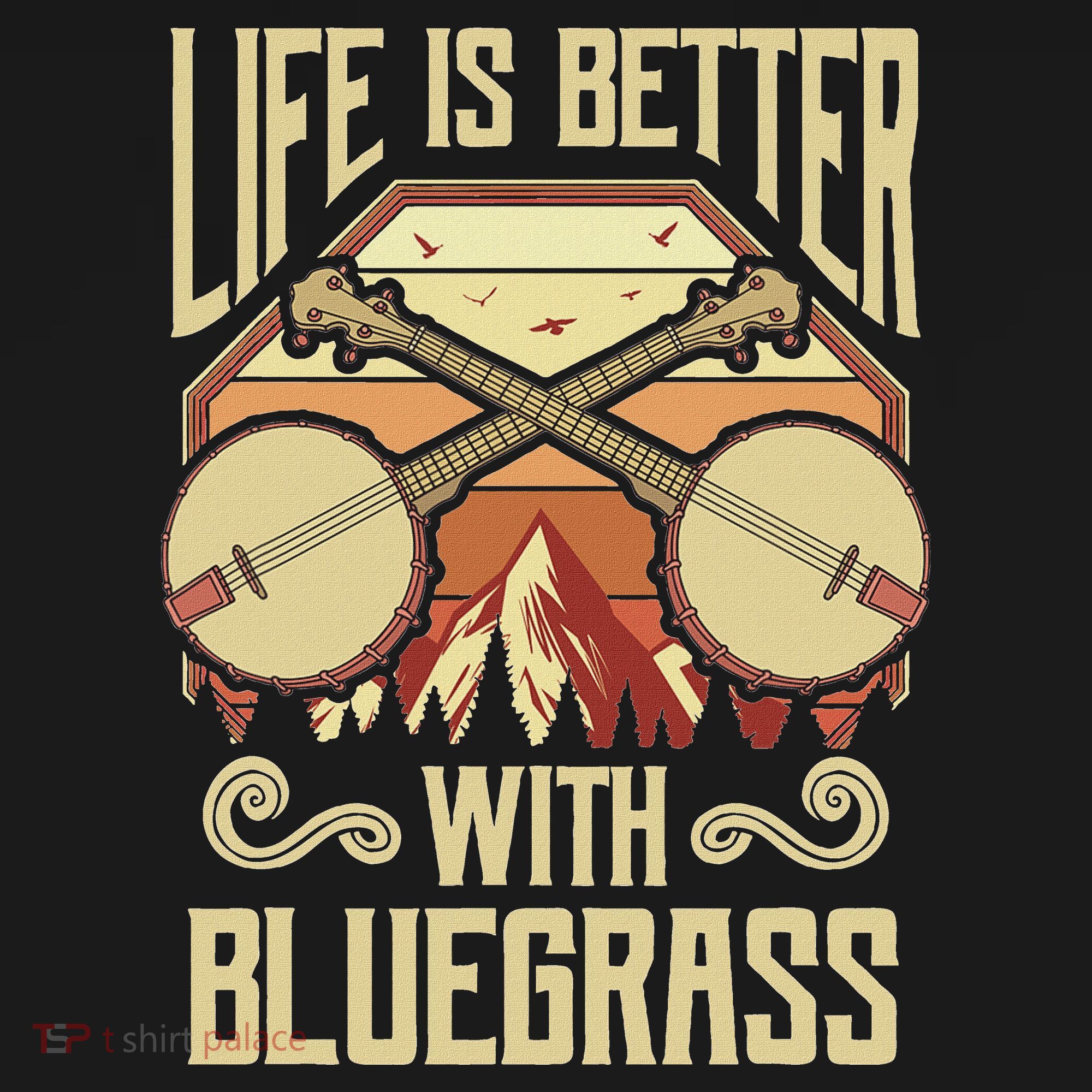 Banjo Vintage Retro Bluegrass Music Fans Banjo Player T-Shirt
