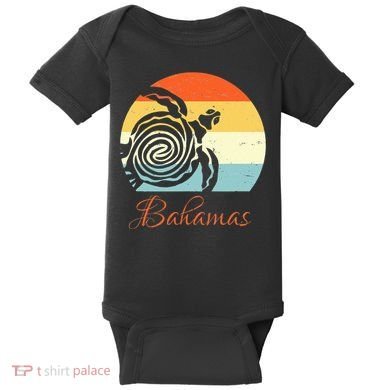 Bahamas Vintage Retro Throwback Sea Turtle Vacation Baby Bodysuit