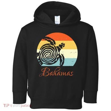 Bahamas Vintage Retro Throwback Sea Turtle Vacation Toddler Hoodie