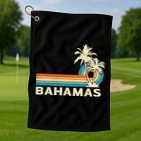 Bahamas Vacation Retro 80s Beach Souvenir Golf Towel thumb 1