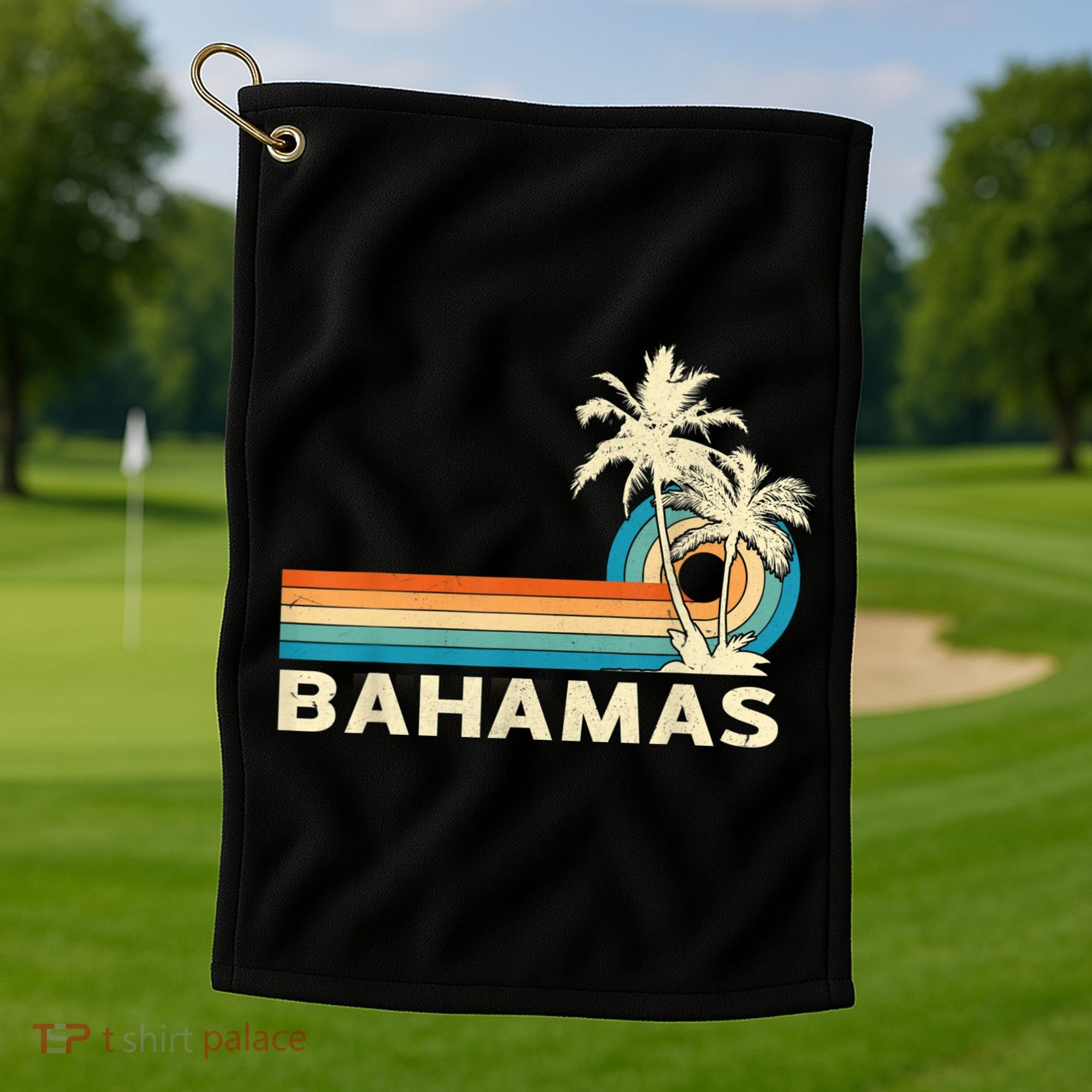 Bahamas Vacation Retro 80s Beach Souvenir Golf Towel