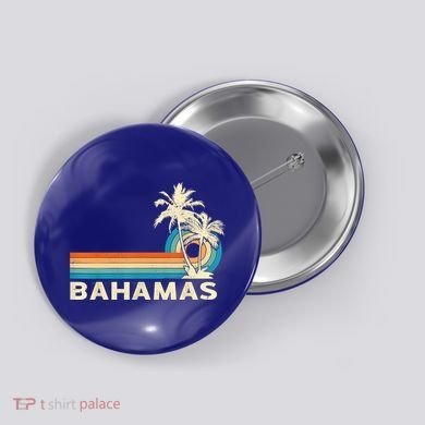Bahamas Vacation Retro 80s Beach Souvenir Button