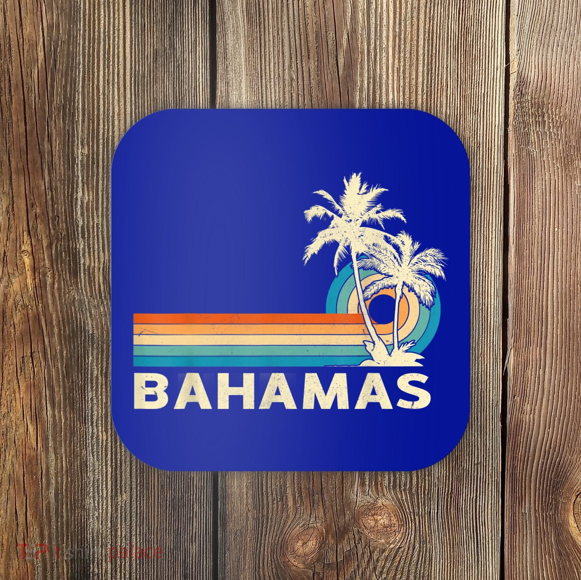 Bahamas Vacation Retro 80s Beach Souvenir Coaster