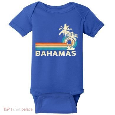 Bahamas Vacation Retro 80s Beach Souvenir Baby Bodysuit