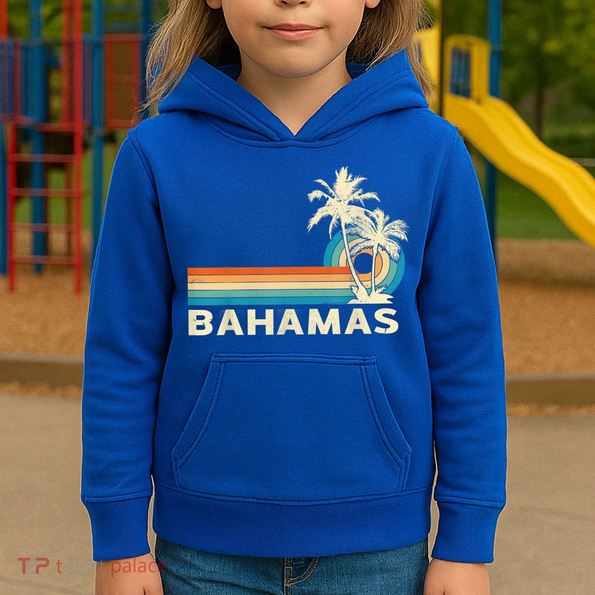 Bahamas Vacation Retro 80s Beach Souvenir Kids Hoodie