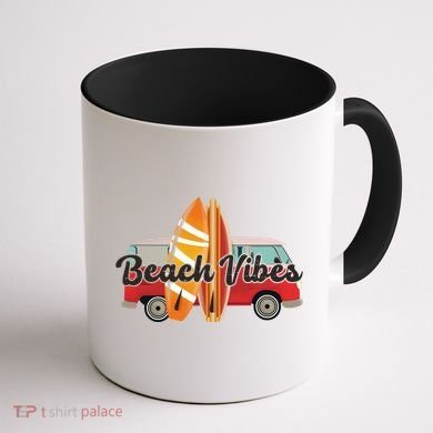 Beach Vibes Surfer Retro Van Coffee Mug back