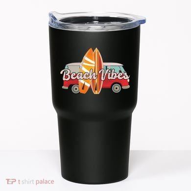 Beach Vibes Surfer Retro Van Tumbler
