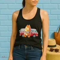 Beach Vibes Surfer Retro Van Women's Tank Top thumb 2