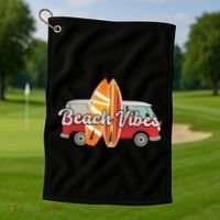 Beach Vibes Surfer Retro Van Golf Towel thumb 1