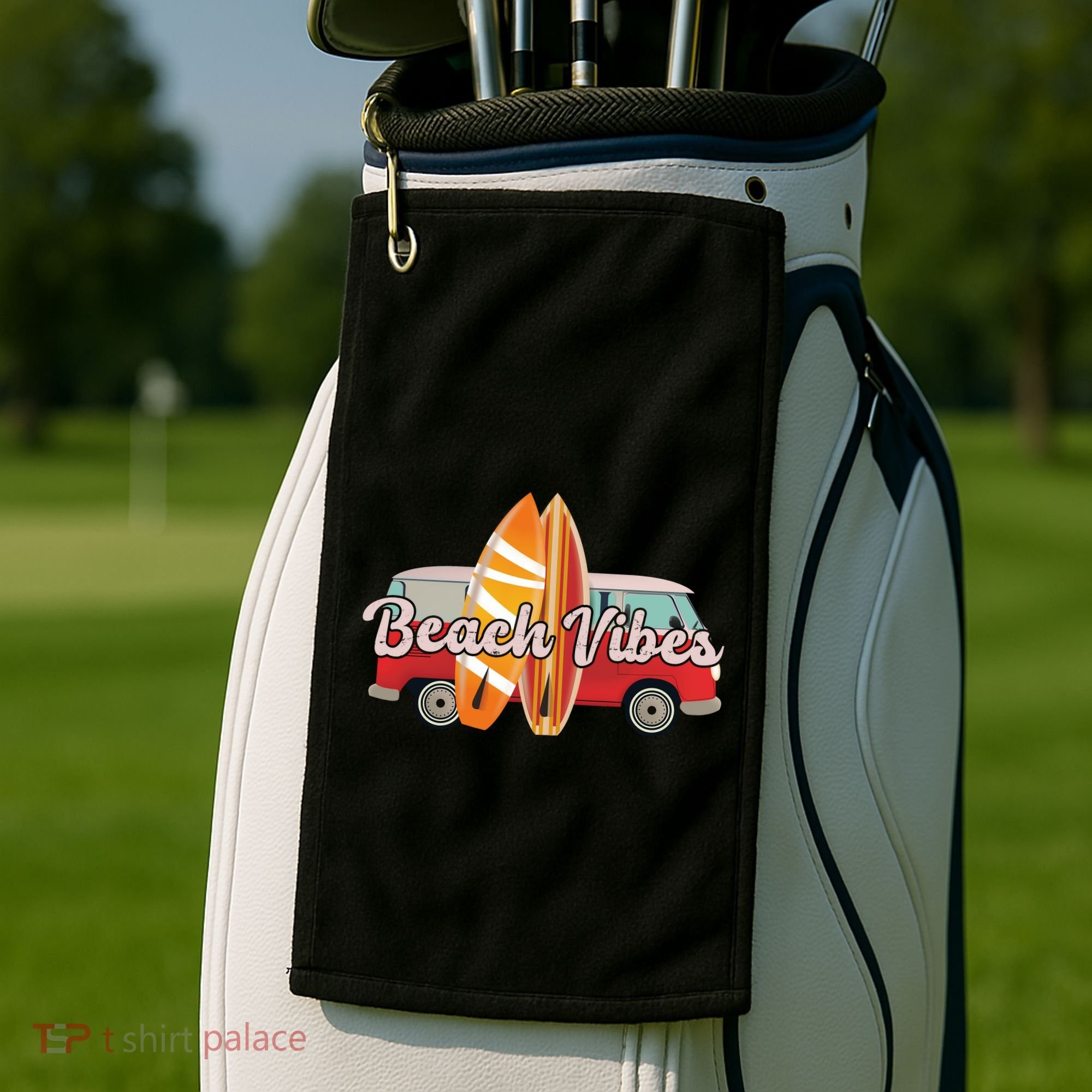 Beach Vibes Surfer Retro Van Golf Towel