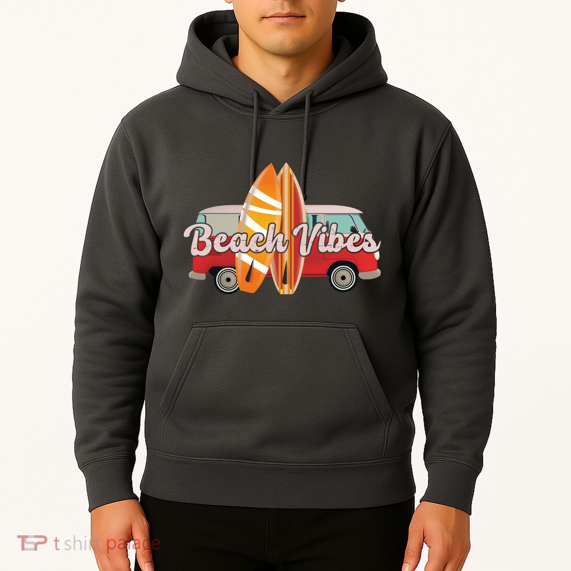 Beach Vibes Surfer Retro Van Hoodie