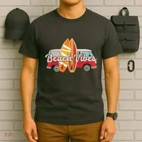 Beach Vibes Surfer Retro Van T-Shirt thumb 6