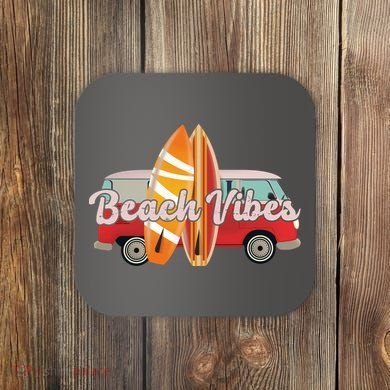 Beach Vibes Surfer Retro Van Coaster