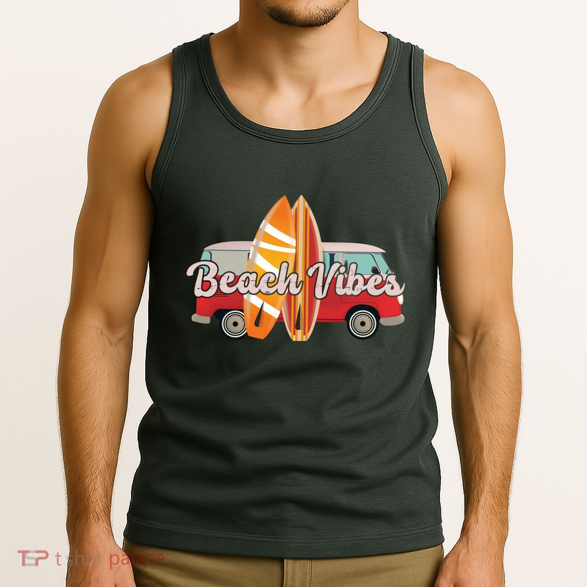 Beach Vibes Surfer Retro Van Tank Top