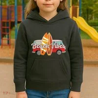 Beach Vibes Surfer Retro Van Kids Hoodie thumb 3