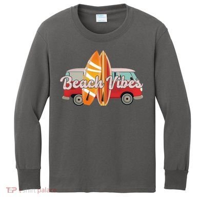 Beach Vibes Surfer Retro Van Kids Long Sleeve Shirt