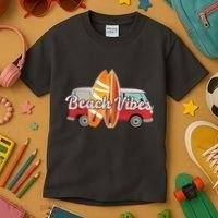 Beach Vibes Surfer Retro Van Kids T-Shirt thumb 3